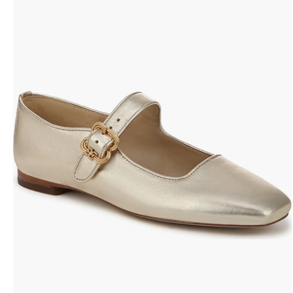 Sam Edelman Metallic Gold Mary Jane Flats